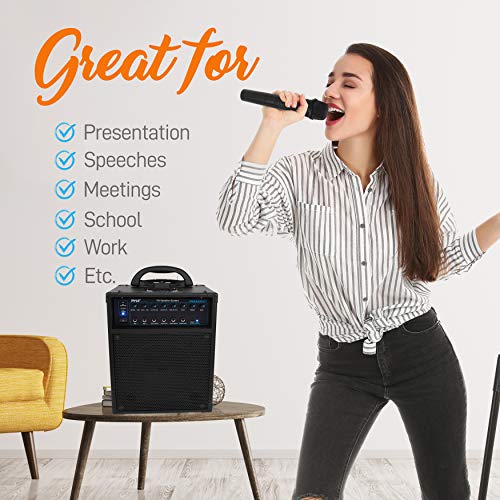 Pyle Wireless 600W Portable PA Speaker System - Bluetooth Compatible, Rechargeable Battery Powered Outdoor Stereo Speaker Microphone Set with 30-Pin iPod Dock, Wheels, and 1/4" to AUX RCA Cable