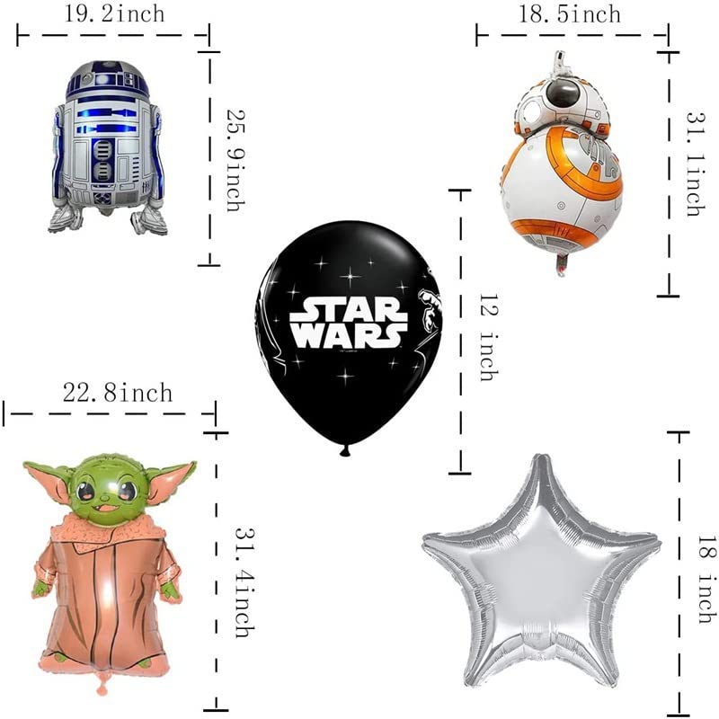 19 Pcs Star Wars Balloon Set, Baby Child Balloons,Mandalorian Theme Video Games the Child Birthday Party Foil Film Dalloon Supplies Star Wars Bouquet Decorations for Kids Boys Girls