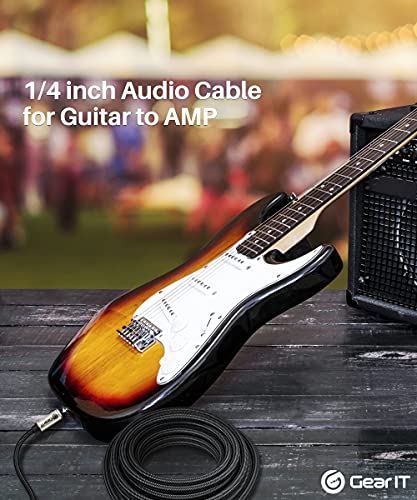 GearIT Guitar Instrument Cable (3ft 2-Pack) 1/4 Inch to 1/4 inch TS Straight Male to Male 6.35mm Mono Jack with Alloy Connector and Nylon Braid