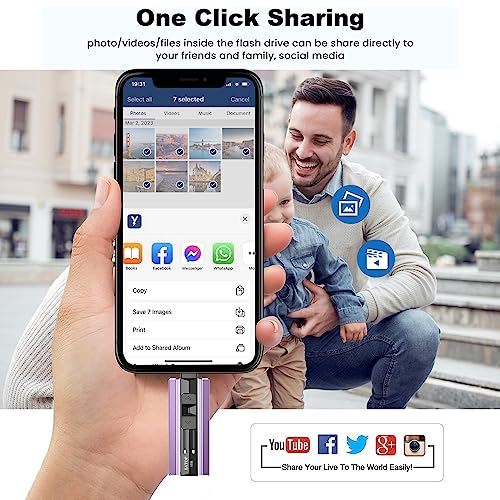 USB Flash Drive 1TB iPhone Memory Stick Storage for Photos and Videos, Flash Thumb Drive Compatible with iPad Android and Computers (Purple)