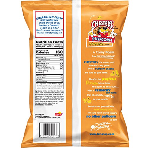 Chester's Cheese Flavored Puff Corn, 4.25 Oz