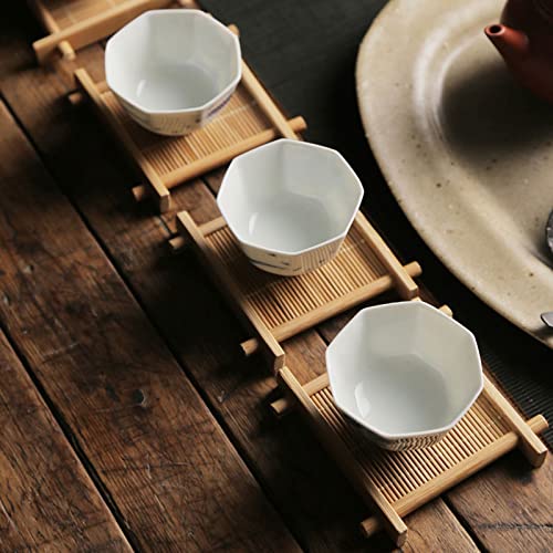 Cup Coasters 1pc Heat Insulation Saucer Bamboo Tea Cup Mat Trays Coaster Placemat Cup Tablewear Holder Dish Pot Pads Home Kitchen Accessories