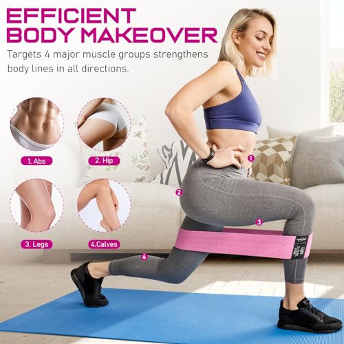 WALITO Resistance Bands for Legs and Butt, Fabric Exercise Loop Bands Yoga, Pilates, Rehab, Fitness and Home Workout, Strength Bands for Booty