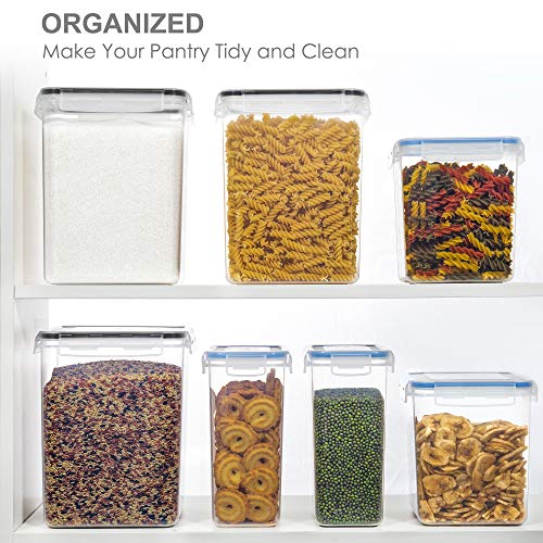 Large Food Storage Containers with Lids Airtight 5.2L /176Oz, for Flour, Sugar, Baking Supply and Dry Food Storage, 3PCS BPA Free Plastic Canisters for Kitchen Pantry Organization