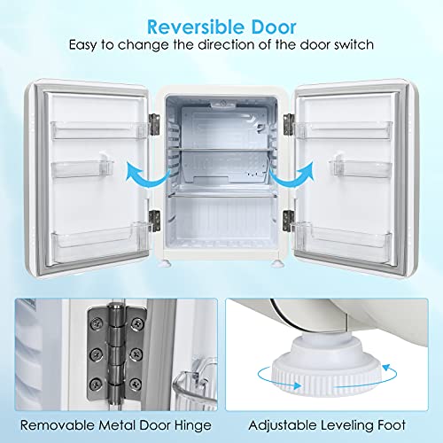 COSTWAY Compact Refrigerator, 2.4 cu ft. Single Door Small Fridge with Auto Defrost, Adjustable Temperature 32℉ to 50℉, Reversible Door, Removable Glass Shelves, Mini Fridge for Bedroom, Apartment, White