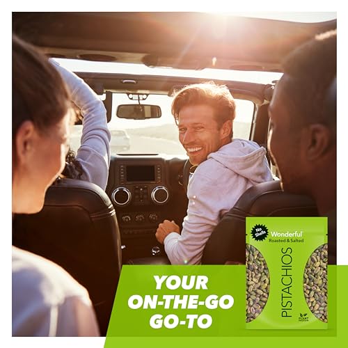 Wonderful Pistachios, No Shells, Roasted & Salted Nuts, 24 Ounce Resealable Bag, Good Source of Protein, Gluten Free, On the Go Snack
