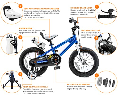 Royalbaby Freestyle Kids Bike 2 Hand Brakes 12 14 16 18 20 Inch Children's Bicycle for Boys Girls Age 3-12 Years