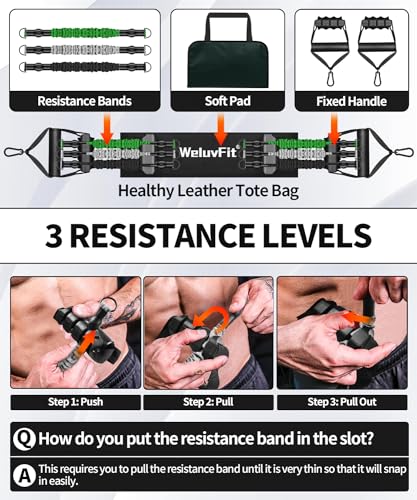 WeluvFit Home Gym Equipment - Portable Multi-Functional Core Strength Training / All in 1 Handbag at Home Gym | Pilates Bar Kit with Resistance Bands | Removable Abs & Adjustable Straps |for Travel