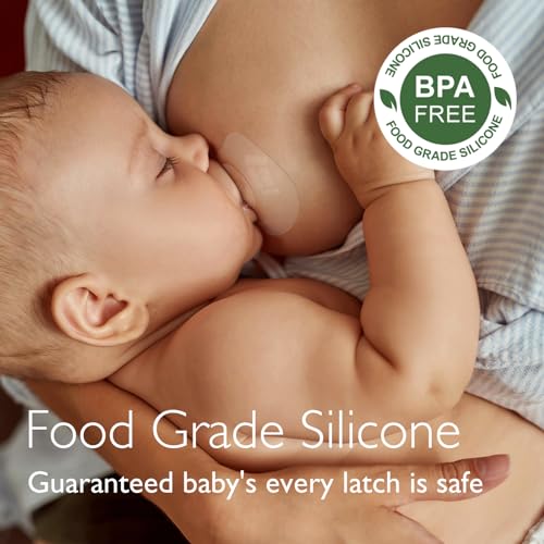 Momcozy Contact Nipple Shields, 100% Food-Grade Silicone for Breastfeeding Difficulties, Ultra-Thin & Super-Soft, Made Without BPA/BPS, Include Carry Case (17mm)