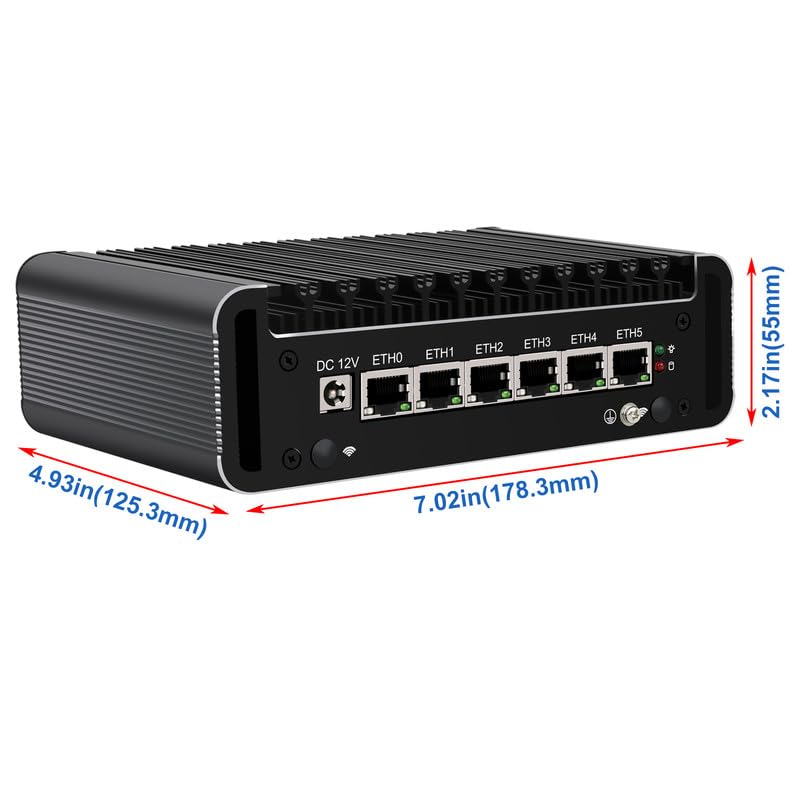 6 Ports Firewall Micro Appliance, Firewall Mini PC Inter Celeron N5105 Quad Care Processor Router PC, Inter i226 NIC AES-NI VPN, NO RAM NO SSD