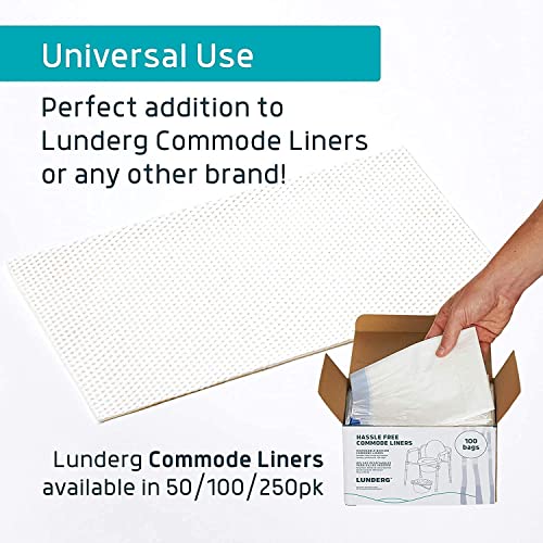 Lunderg Jasmine Scented Super Absorbent Commode Pads - Medical Grade Value Pack 100 Count - for Bedside Commode Liners Disposable, Adult Commode Chair, Portable Toilet Bags - Light Scent