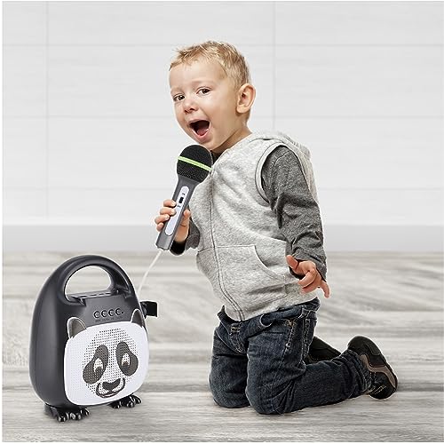 Singimals Kids Karaoke Speaker with Microphone - Unleash Your Child's Inner Superstar, Bluetooth v5.1, 12H Playtime, 5W Speaker, Multicolor LED Lighting, Bam Bam The Panda