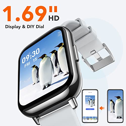 AGPTEK Smart Watch, 1.69"(43mm) Smartwatch for Android and iOS Phones IP68 Waterproof Fitness Tracker Watch Heart Rate Monitor Pedometer Sleep Monitor for Men Women