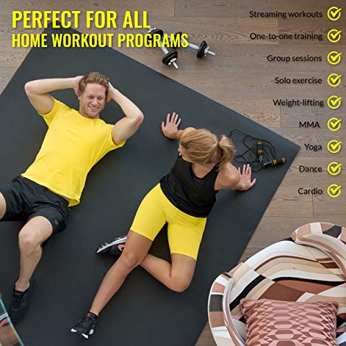 ActiveGear Large Exercise Mat 8 x 6 ft 7mm Thick Premium Ultra-Durable Non-Slip Rubber Workout Mat for Home Gym Flooring | Ideal for Cardio, Fitness, Plyo | Bonus Jump Rope and Storage Bag Included