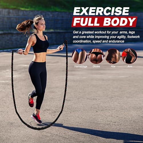 Jump Rope, Weighted Jump Ropes for Men women, 2.8lb 3lb 5lb Heavy Skipping Rope for Exercise, Adult Jumpropes for Home Workout, Improve Strength and Building Muscle,Total Body Workout Equipment