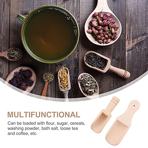 Veemoon 6pcs wooden flour scoop bath salt scoop sugar large wooden scoop washing small soup coffee condiments honey kitchen tool tea furniture