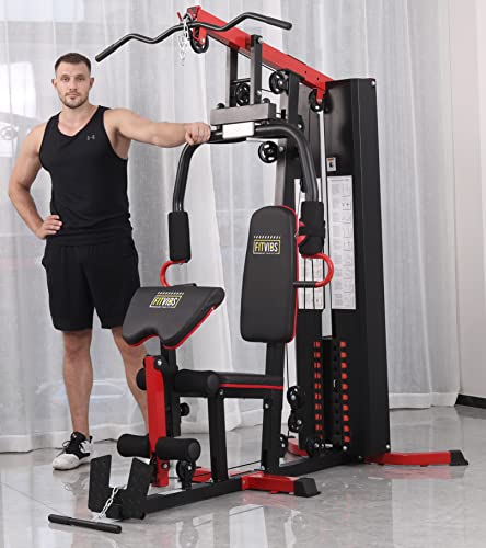 Signature Fitness Multifunctional Home Gym System Workout Station with Leg Extension and Preacher Curl, 122.5LB Weight Stack, Multiple Options, Multiple Packages