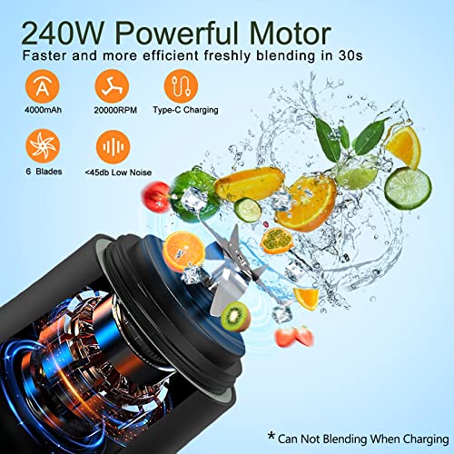 Portable Blender 20 Oz, Personal Size Blender for Shakes and Smoothies with 6 Blades, Mini Small Smoothie Blender Bottles for Kitchen, Home, Travel (Black)