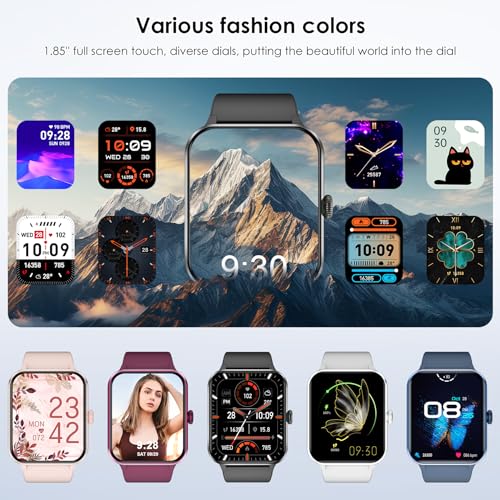 IOWODO Smart Watch(Answer/Make Call), 1.85" Smartwatch for Men Women, 100+ Sport Modes, Pedometer, IP68 Waterproof Fitness Tracker, Heart Rate/Sleep Monitor, Smart Watches for Android & iOS (2 Straps)
