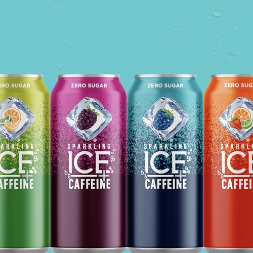 Sparkling Ice +Caffeine Variety Pack, Flavored Sparkling Water, Zero Sugar, with Vitamins and Antioxidants, 16 fl oz, 12 count (Citrus Twist, Black Raspberry, Blue Raspberry, Strawberry Citrus)