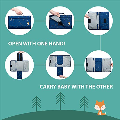 Baby Changing Pad by Lil Fox. Portable Changing Pad for Baby Diaper Bag or Changing Table Pad. One-Hand Diaper Change Pad. Baby Shower Gifts, Newborn Baby Essentials, Unisex Baby Stuff