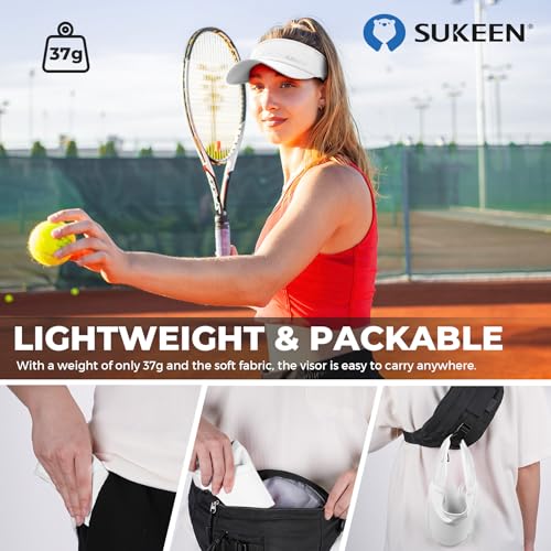 Sukeen Sports Sun Visor Men Women Lightweight Packable Cooling Stretchy Visor Hat for Running, Tennis, Golf