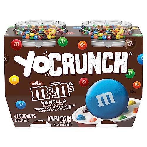 YoCrunch Low Fat Vanilla Yogurt with M&Ms, 4 oz, 4 Pack