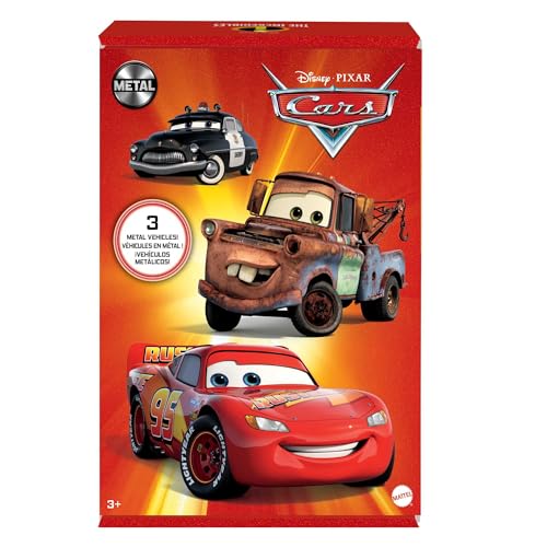 Mattel Disney and Pixar Cars Toys, Radiator Springs 3-Pack of Die-cast Toy Cars & Trucks with Lightning McQueen, Mater & Sheriff
