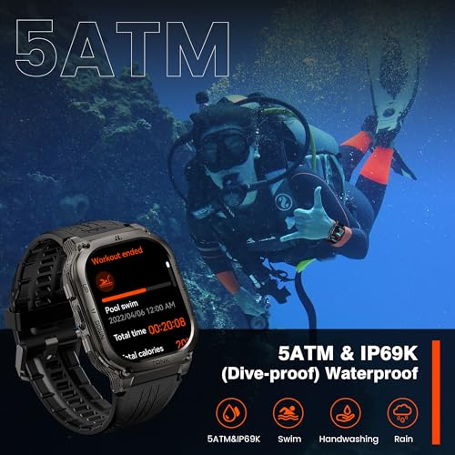 KOSPET Smart Watch for Men, 60-Day Long Battery Life, 50M Waterproof, Rugged Military(Full Metal), Answer/Make Call, Compatible for Android and iOS, 1.96'' AMOLED Always-on Display, AI Voice Assistant