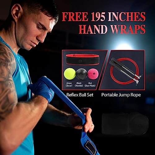 Punching Bag for Adults, 4FT PU Heavy Boxing Bag Set, Heavy Punching Bag with 12OZ Gloves for MMA Karate Kickboxing Boxing Muay Thai Training at Home or Gym - Unfilled Heavy Bag