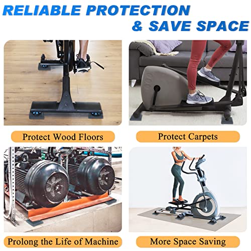 BXI Exercise Equipment Mat - 6 x 6 x 0.8 Inches 6 Pcs Non Slip Noise Reduction Anti Vibration Treadmill Stationary Bike Mats, Heavy Duty Thick Steel Embedded Rubber Pad for Hardwood Floors & Carpet