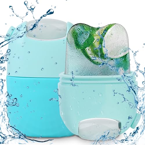 Ice Roller for Face Double Ended, Reusable Jade Roller for Face, Ice Roller for Face Women, Face Roller for Wrinkles and Lifting Skin Care Set, for Face & Eye Puffiness Relief - Blue