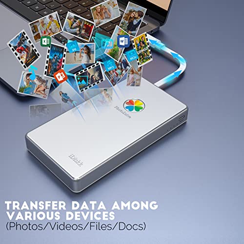 iDiskk 1TB App-le Certified Phone Memory External Hard Drive for iPhone, iPad, MacBook,Compatible with iOS & Android, Store Photos, Videos, Music, Documents for All Devices