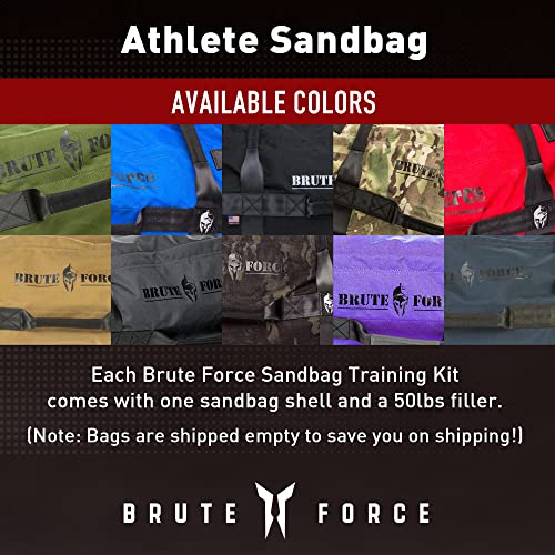 Brute Force Athlete Sandbag, Adjustable, Weighted Heavy Bag, Workout Equipment for Home Gym, Strength Training and Weight Lifting, Sandbags for Working Out, Made in USA, Royal Blue, 25-75 lbs