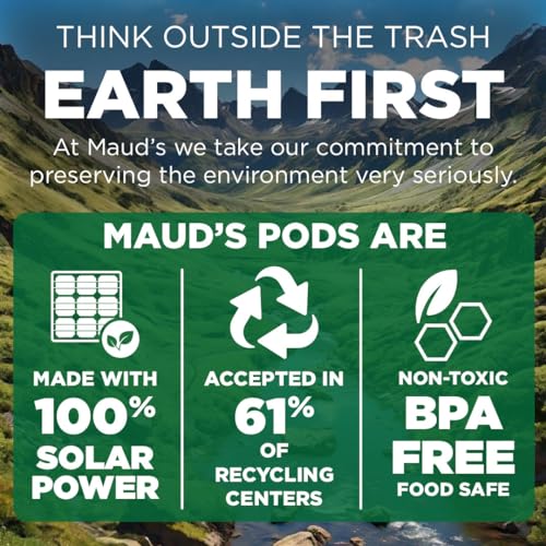 Maud's Dark Roast Coffee Pods, 100 ct | Tall, Dark & Handsome Coffee Blend | 100% Arabica Dark Roast Coffee | Solar Energy Produced Recyclable Pods Compatible with Keurig K Cups Maker