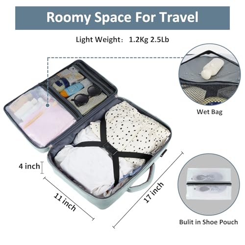 Taygeer Personal Item Backpack for Men Women, Travel Backpack Carry on Luggage Flight Approved with USB Charging Port & Shoe Pouch, Large Weekender Backpack Work Bag for Hiking Gift, Gray Powder