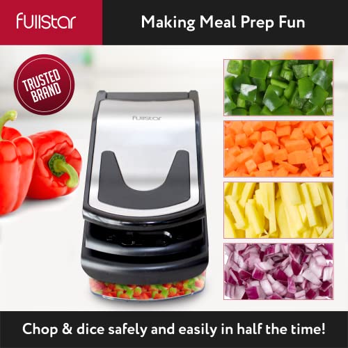 Fullstar Vegetable Chopper, Cheese Slicer, Food Chopper, Veggie Chopper, Onion Chopper, Vegetable Chopper with Container, Mandoline Slicer & Cheese Grater (11 in 1 - Black)