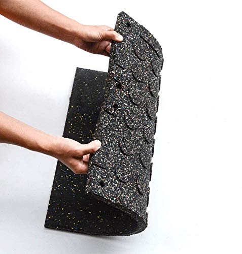 MYOYAY 25MM 4PCS Eco-Sports Interlocking Tiles 20"x20"x1” Thick Interlocking Rubber Gym Flooring Eco-Sport Rubber Floor Tiles Gym Rubber Flooring Mats Heavy Duty Rubber Exercise Equipment Mats