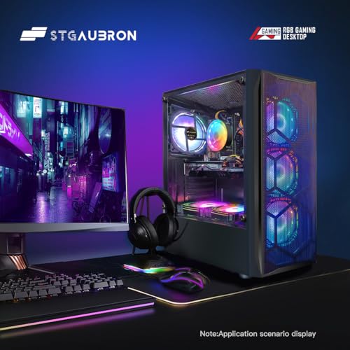 STGAubron Gaming Desktop PC Computer,Intel Core I7 3.4 GHz up to 3.9 GHz,Radeon RX 580 8G GDDR5,16G RAM,512G SSD,WiFi,Bluetooth 5.0,RGB Fanx6,RGB Keyboard&Mouse&Mouse Pad,RGB BT Sound Bar,W10H64