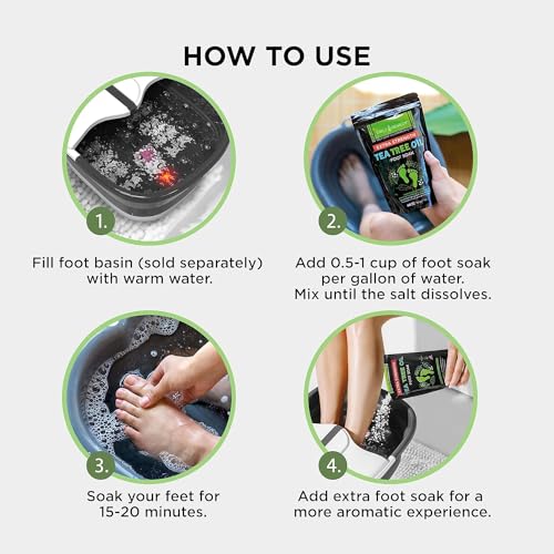 Tea Tree Oil Foot Soak with Epsom Salt - Made in USA - for Toenail Athletes Foot, Stubborn Foot Odor Scent, Softens Calluses & Soothes Sore Tired Feet - 16 Ounces
