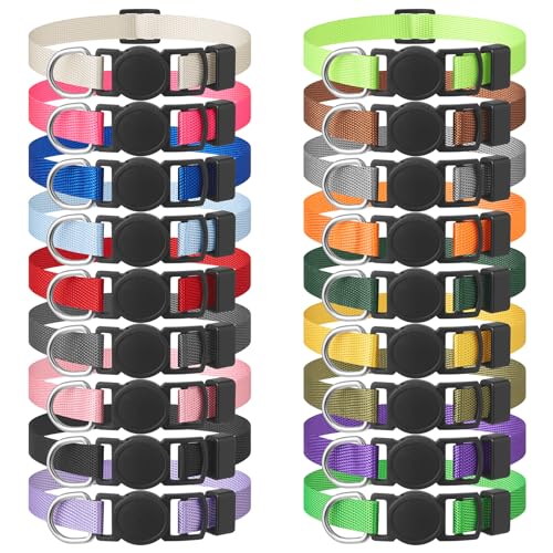 18 Pcs Breakaway Pet Collars,Safety Buckle for Puppy Collars and Kitten Collar,Nylon,Mixed Colors,Adjustable,Ideal for Girl Boy Pet Supplies,Stuff,Accessories(M)
