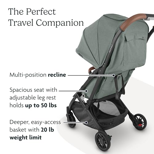 UPPAbaby Minu V2 Travel Stroller Lightweight, Portable Design One-Hand Fold Shoulder Strap and Leather Bumper Bar Included Greyson (Charcoal Mélange/Carbon Frame/Saddle Leather)