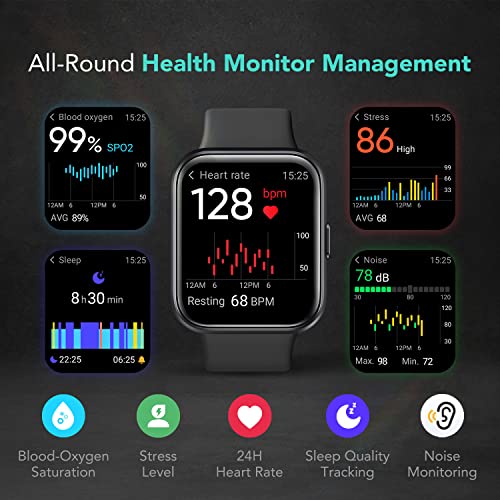 SKG Smart Watch for Men Women Android iPhone with Alexa Built-in & Bluetooth Call(Answer/Make Call) 1.69" Fitness Tracker with IP68 Waterproof, 60+ Sports, Heart Rate SpO2 Monitor, V7 Pro