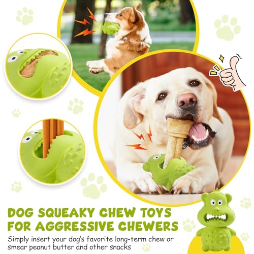 Dog Toys for Aggressive Chewers, Natural Rubber Squeaky Dog Toys, Indestructible Dog Toy, Dog Chew Toys for Aggressive Chewers, Interactive Tough Durable Dog Toys,Dog Toys to Keep Them Busy