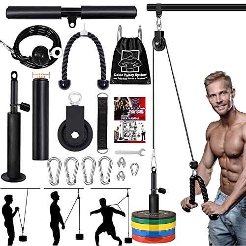 Weight Cable Pulley System Gym Professional Home Gym Equipment Upgraded Fitness LAT for Triceps Pull Down Biceps Curl Back Forearm Shoulder