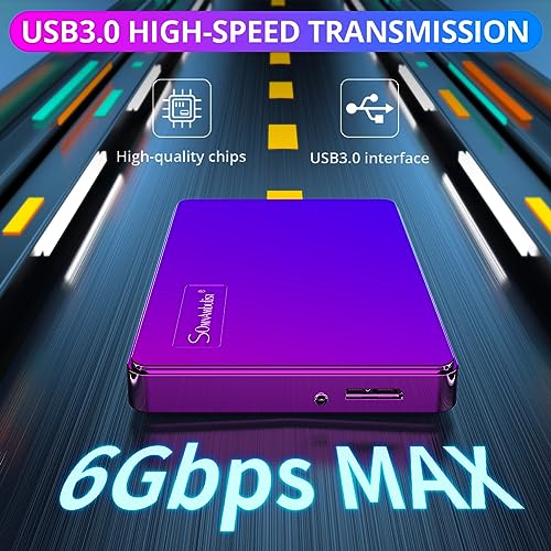 Somnambulist 1TB Portable External Hard Drive USB3.0 Ultra Slim HDD Storage Compatible for PC, Desktop, Laptop, Game Console, PS4 （Blue Purple Gradient） YD0002 1TB External HDD
