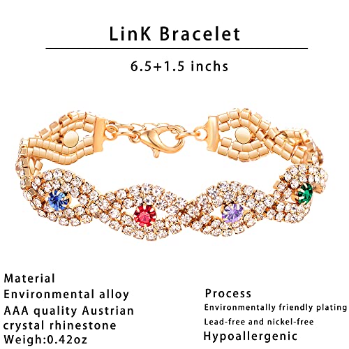 3/4 Pieces Women Jewelry Set Rhinestone Crystal Bride Statement Choker Necklace Tiara Crown Link Bangle Bracelet Teardrop Dangle Earrings Set for Wedding Party