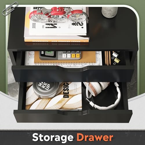 DEVAISE 5-Drawer Chest, Wood Storage Dresser File Cabinet with Wheels, Black