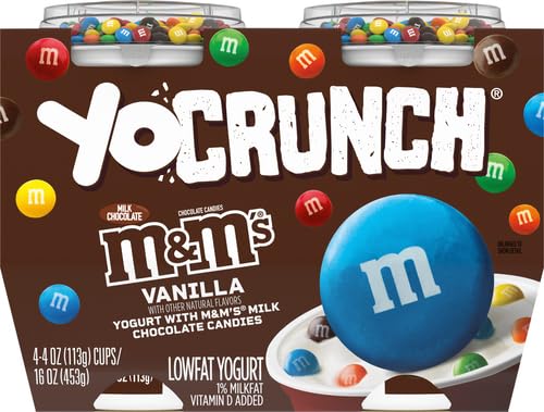 YoCrunch Low Fat Vanilla Yogurt with M&Ms, 4 oz, 4 Pack
