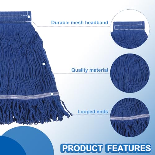 uxcell 6Pcs Commercial Mop Head Replacement, Cotton String Mop Head, Wet Cleaning Mop Head Refills for Home, Industrial Commercial Use, Blue
